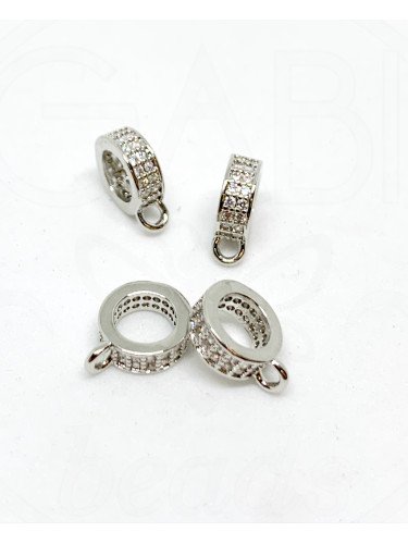 Nerūdijančio plieno intarpas, sidabro spalvos, su cirkonio akutėmis 10x7,5x3mm, 1vnt