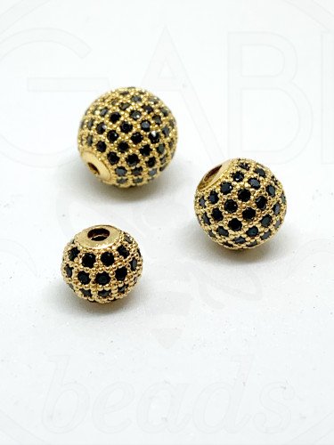 Nerūdijančio plieno intarpas su cirkonio akutėmis, aukso/juodos spalvos, 1vnt, 8mm,...