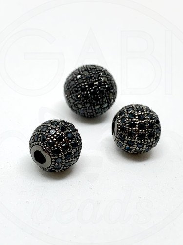 Nerūdijančio plieno intarpas su cirkonio akutėmis, juodos spalvos, 1vnt, 6mm, 8mm,...