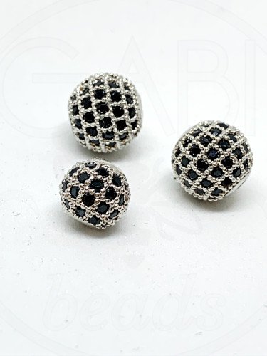 Nerūdijančio plieno intarpas su cirkonio akutėmis, plieno/juodos spalvos, 1vnt, 8mm,...