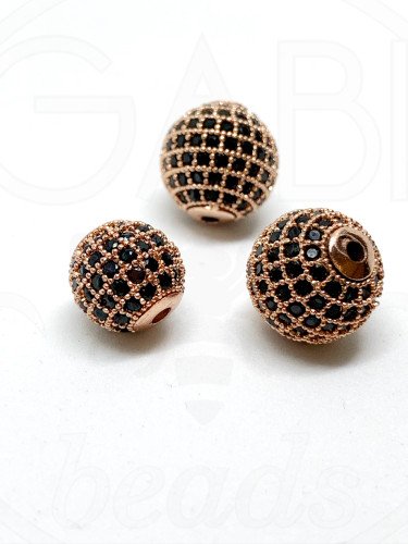 Nerūdijančio plieno intarpas su cirkonio akutėmis, rose gold/juodos spalvos, 1vnt, 8mm,...
