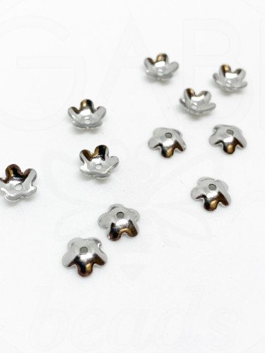 Nerūdijančio plieno kepurėlės, plieno spalvos, 6x2mm, 7vnt