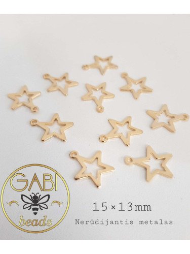 Nerūdijančio plieno pakabukai, aukso spalvos 15x13mm, 2 vnt