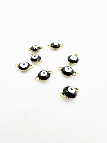 Nerūdijančio plieno pakabukai, aukso spalvos su emale, 9.5x6x3.5mm, 2vnt