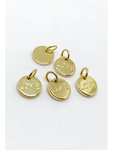 Nerūdijančio plieno pakabukai LOVE, aukso spalvos 8,5x1mm, 2vnt