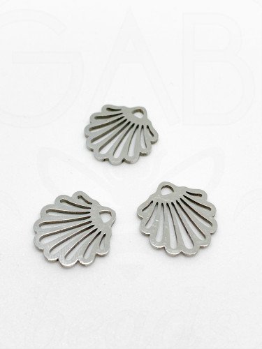 Nerūdijančio plieno pakabukai, plieno spalvos 14x13mm, 1 vnt