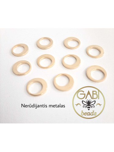 Nerūdijančio plieno pakabukas, aukso spalvos, 10mm, 2 vnt