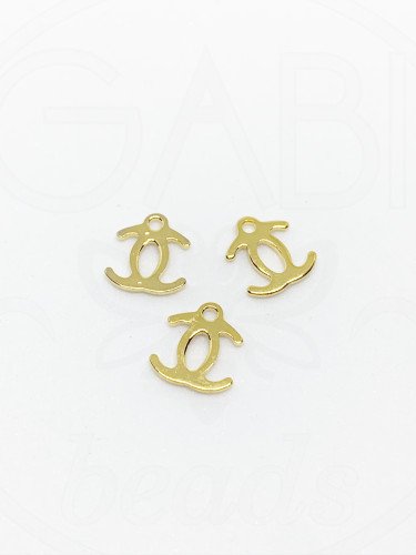 Nerūdijančio plieno pakabukas, aukso spalvos 9x8mm, 3vnt